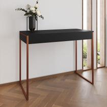 Aparador Industrial Retangular Califórnia Preto 137X40Cm Base Cobre Cor: Preto Aparador Industrial Retangular Califórnia Preto 137X40Cm Base Cobre Cor: Preto