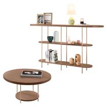 Aparador Infinity e Mesa de Centro Sky Castanho HB Móveis