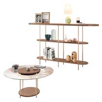 Aparador Infinity e Mesa de Centro Sky com Tampo de Vidro Castanho HB Móveis