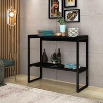 Aparador Ísis Industrial com Prateleira Mdf e Ferro Elegante - Preto/preto Aparador Ísis Industrial com Prateleira Mdf e Ferro Elegante - Preto/preto