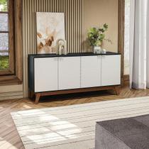 Aparador Kappesberg 4 Portas 3d Preto Fosco-branco 180cm