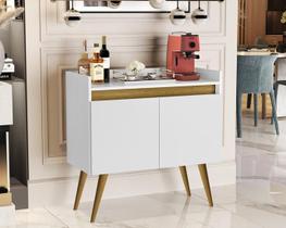 Aparador Luanda Luxo 2 Portas Pés Palito Branco / Madeirado Aparador Luanda Luxo 2 Portas Pés Palito Branco / Madeirado