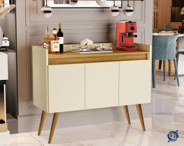 Aparador Luxo 3 Portas cor Off white / madeirado