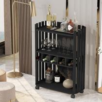 Aparador Luxo Com Adega Ripado Preto Aparador Luxo Com Adega Ripado Preto