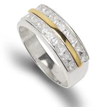 Aparador Meia Aliança em Prata 925 Com Aplique em Ouro Aparador Meia Aliança em Prata 925 Com Aplique em Ouro