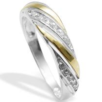 Aparador Meia Aliança Prata 925 Aplique em Ouro e Zircônias Aparador Meia Aliança Prata 925 Aplique em Ouro e Zircônias