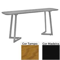 Aparador MH-5345 Herval 160 cm Madeira Laca Fosca Preta Tampo Carvalho Amêndoa Base Preta