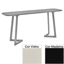 Aparador MH-5345 Herval 160 cm Madeira Laca Fosca Preta Vidro Off White Base Preta