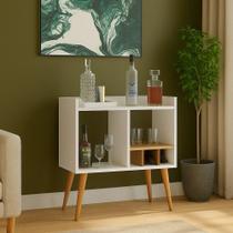 Aparador Moderno Com Adega Para Vinhos, Porta Taças E Mini Bar Branco