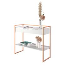 Aparador Moderno Estilo Industrial 2 Gavetas Branco Cobre