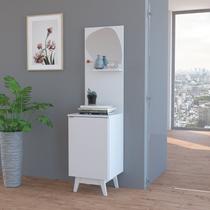 Aparador Multiuso com 1 Porta Gancho Prateleira e Espelho Orgânico Ap Branco Aparador Multiuso com 1 Porta Gancho Prateleira e Espelho Orgânico Ap Branco