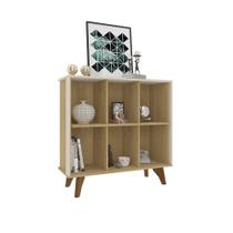 Aparador Organizador RV Móveis Panamá com nicho e prateleiras pés estilo retro Cinamomo OFF White