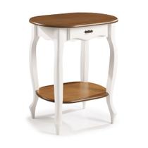 Aparador Oval com 1 Gaveta e Prateleira 1034 Linz Móveis - Laca Branca/Imbuia Glazer