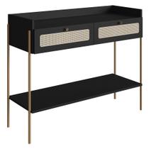 Aparador Para Sala 2 Gavetas Pé Metal Arlo A10 Nero/Dourado - Mpozenato