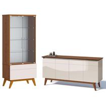 Aparador para Sala Buffet 1.6 e Cristaleira Classic Off White Freijó - Imcal Aparador para Sala Buffet 1.6 e Cristaleira Classic Off White Freijó - Imcal