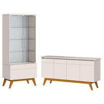 Aparador para Sala Buffet 1.6 e Cristaleira Classic Off White - Imcal Aparador para Sala Buffet 1.6 e Cristaleira Classic Off White - Imcal