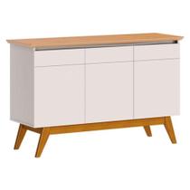 Aparador Para Sala Buffet Classic 3 Portas Com Gaveta Off White Nature - Imcal