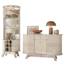 Aparador Para Sala Buffet Monza E Cristaleira Marina Calacata Off White Madetec