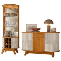 Aparador Para Sala Buffet Monza E Cristaleira Marina Cinamomo Off White Madetec