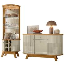 Aparador Para Sala Buffet Monza E Cristaleira Marina Cumaru Opala Madetec