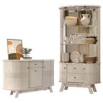 Aparador Para Sala Buffet Monza E Cristaleira Moss Calacata Off White Madetec