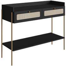 Aparador Para Sala de Estar 2 Gavetas Industrial Indy A03 Nero Dourado - Lyam Decor Aparador Para Sala de Estar 2 Gavetas Industrial Indy A03 Nero Dourado - Lyam Decor