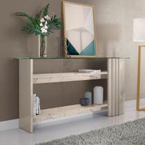 Aparador para Sala de Estar Frisado Tampo de Vidro 2 Prateleiras Frizz