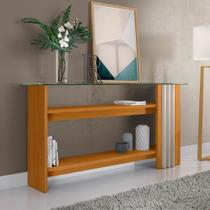 Aparador para Sala de Estar Frisado Tampo de Vidro 2 Prateleiras Frizz