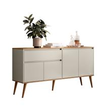 Aparador Para Sala De Estar Ravi com 3 Portas Cor Off White e Nature - Peternella Móveis Aparador Para Sala De Estar Ravi com 3 Portas Cor Off White e Nature - Peternella Móveis