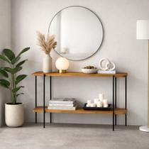 Aparador Para Sala Estilo Industrial Ferro Preto Com Madeira Cor Marrom Moderno