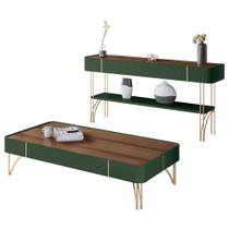 Aparador Para Sala Gianni e Mesa Alane H01 Pistache/Castanho - Mpozenato