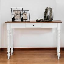 Aparador para Sala ou Escrivaninha com Pés Torneados 1 Gaveta - Branco laca com tampo Imbuia Glazer Aparador para Sala ou Escrivaninha com Pés Torneados 1 Gaveta - Branco laca com tampo Imbuia Glazer
