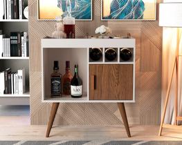 Aparador Paris Adega Cantinho do Café com 1 porta e pés palito - Off White com Freijó Aparador Paris Adega Cantinho do Café com 1 porta e pés palito - Off White com Freijó