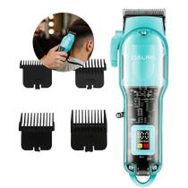 Aparador Pelos USB Display LED Máquina Corte Cabelo Barba Azul Claro DL1817 Aparador Pelos USB Display LED Máquina Corte Cabelo Barba Azul Claro DL1817