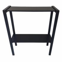 Aparador Prateleira Dupla Industrial Mônaco Mdf Preto 80Cm