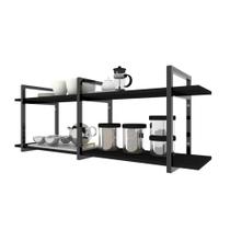 Aparador Prateleira industrial cantinho cafe preto escritorio carrinho hall entrada simples