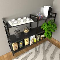 Aparador Prateleira industrial cantinho cafe preto escritorio carrinho moderno suspenso madeira