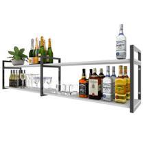 Aparador Prateleira industrial sala barzinho branco bar adega moderno suspenso madeira buffet