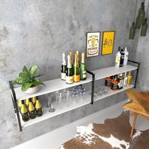 Aparador Prateleira industrial sala barzinho branco bar adega moderno suspenso madeira buffet - E-nichos