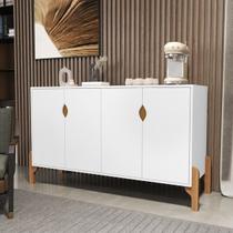 Aparador Rack Buffet Pés Madeira 4 Portas Cava Titan Cor Branco - MJM Casa dos Móveis