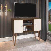 Aparador Rack Viena 2 Portas Tv 40 Polegadas Sala de Estar - Imbuia e Off White