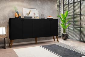 Aparador Retro 5 Portas San Marino Preto Bela Casa