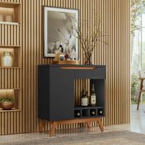 Aparador Retro Adega Toquio 1 Porta 1 Gaveta Preto - Olivar Móveis