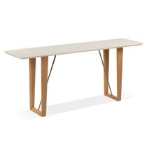 Aparador Roma 180 cm Tampo de Madeira Vidro Colado Off White Base Madeira Amêndoa Metalizada Dourado