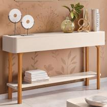 Aparador Sala de Estar 136cm com Prateleira Janis Off White H01 - Mpozenato