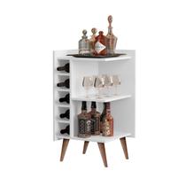 Aparador Sala De Estar Canto Com Adega Bar Retrô Hall De Entrada Malbec Branco G2 Plus