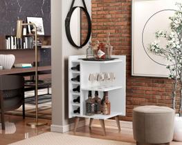 Aparador Sala De Estar De Canto Com Adega Bar Retrô Pés Palito Hall De Entrada Malbec Branco K7 Plus