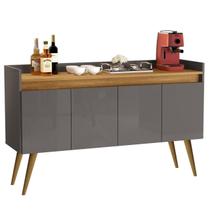 Aparador Sala De Estar Hall De Entrada Buffet Cantinho Café Luxo 4 Portas - Cinza Com Madeirado - Lojas K7 Plus Aparador Sala De Estar Hall De Entrada Buffet Cantinho Café Luxo 4 Portas - Cinza Com Madeirado - Lojas K7 Plus
