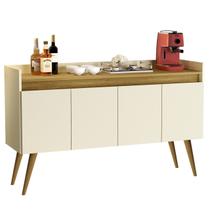 Aparador Sala De Estar Hall De Entrada Buffet Cantinho Café Luxo 4 Portas - Off White Com Madeirado - Lojas K7 Plus