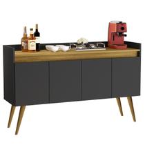 Aparador Sala De Estar Hall De Entrada Buffet Cantinho Café Luxo 4 Portas - Preto Com Madeirado - Lojas K7 Plus Aparador Sala De Estar Hall De Entrada Buffet Cantinho Café Luxo 4 Portas - Preto Com Madeirado - Lojas K7 Plus